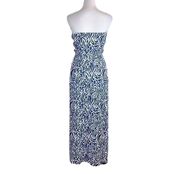 Vineyard Vines Women’s Strapless Blue And White Zebra Print Maxi Dress, Size XS - Picture 2 of 9